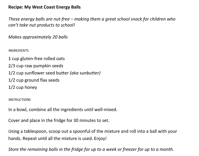 Energy Balls Recipe