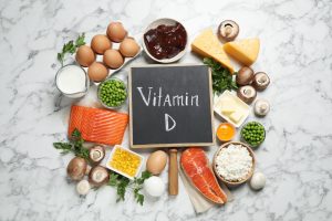 Flat,Lay,Composition,With,Products,Rich,In,Vitamin,D,On