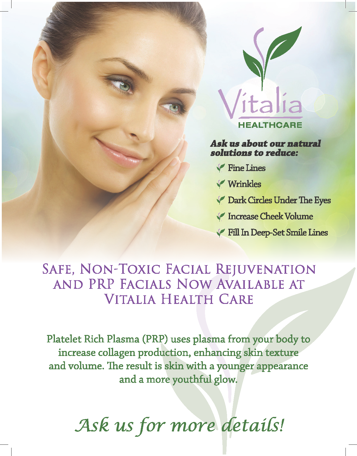 vancouver treatment skin Vitalia PRP Facial  in Vancouver